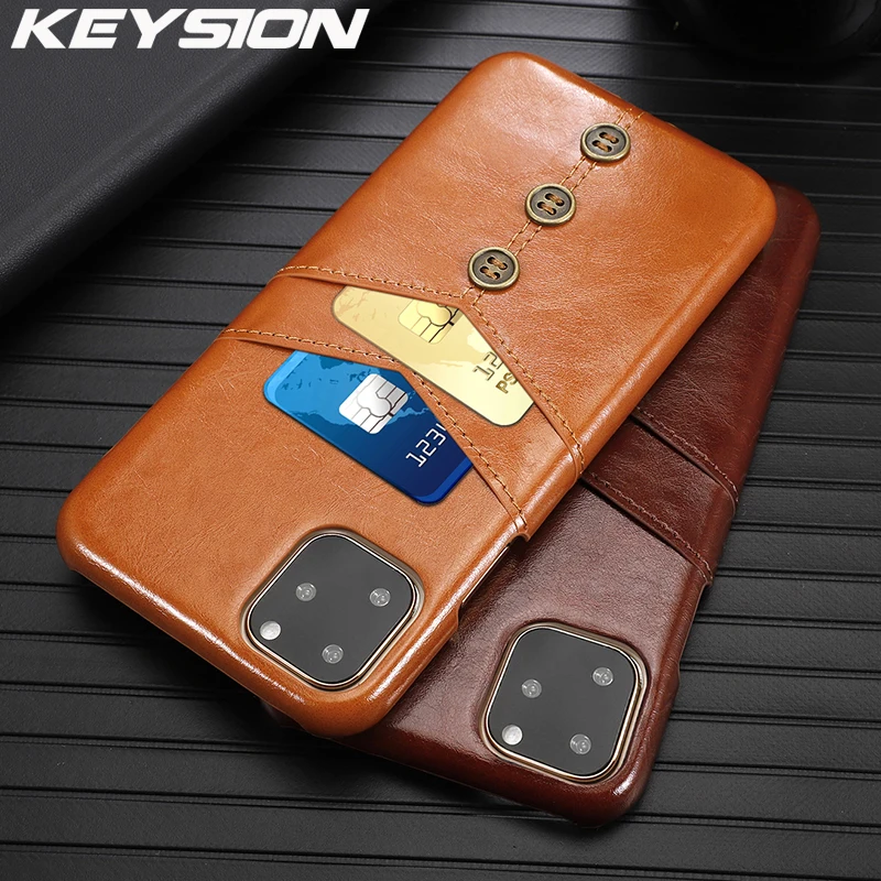 Чехол KEYSION из искусственной кожи в стиле ретро для iPhone 11 Pro Max с карманом карт