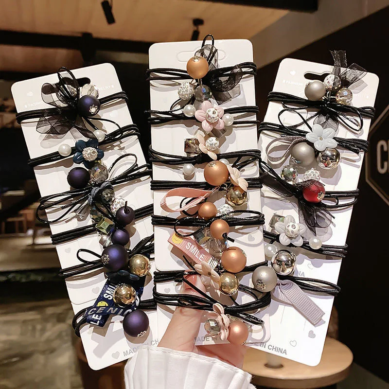 

6 шт./компл. Красочные Стразы, Цветочные эластичные резинки для волос, резинки для волос, аксессуары для волос, Набор резинок для волос оптом