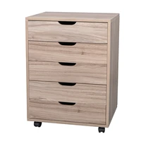 wooden 5 drawer gary file cabinet with sliding drawers and optional locking casters used at home