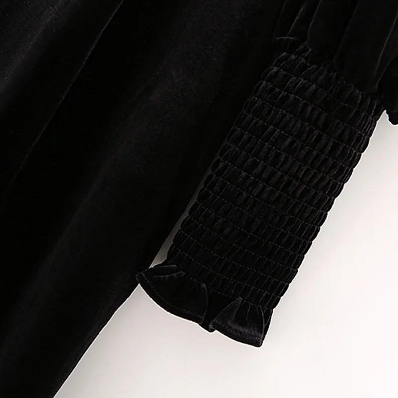 

Autumn Winter Women Velvet Dress High Waist Sexy Party Dress Lady Solid Dress Lantern Sleeve Elegant Girl Square Collar Outfits