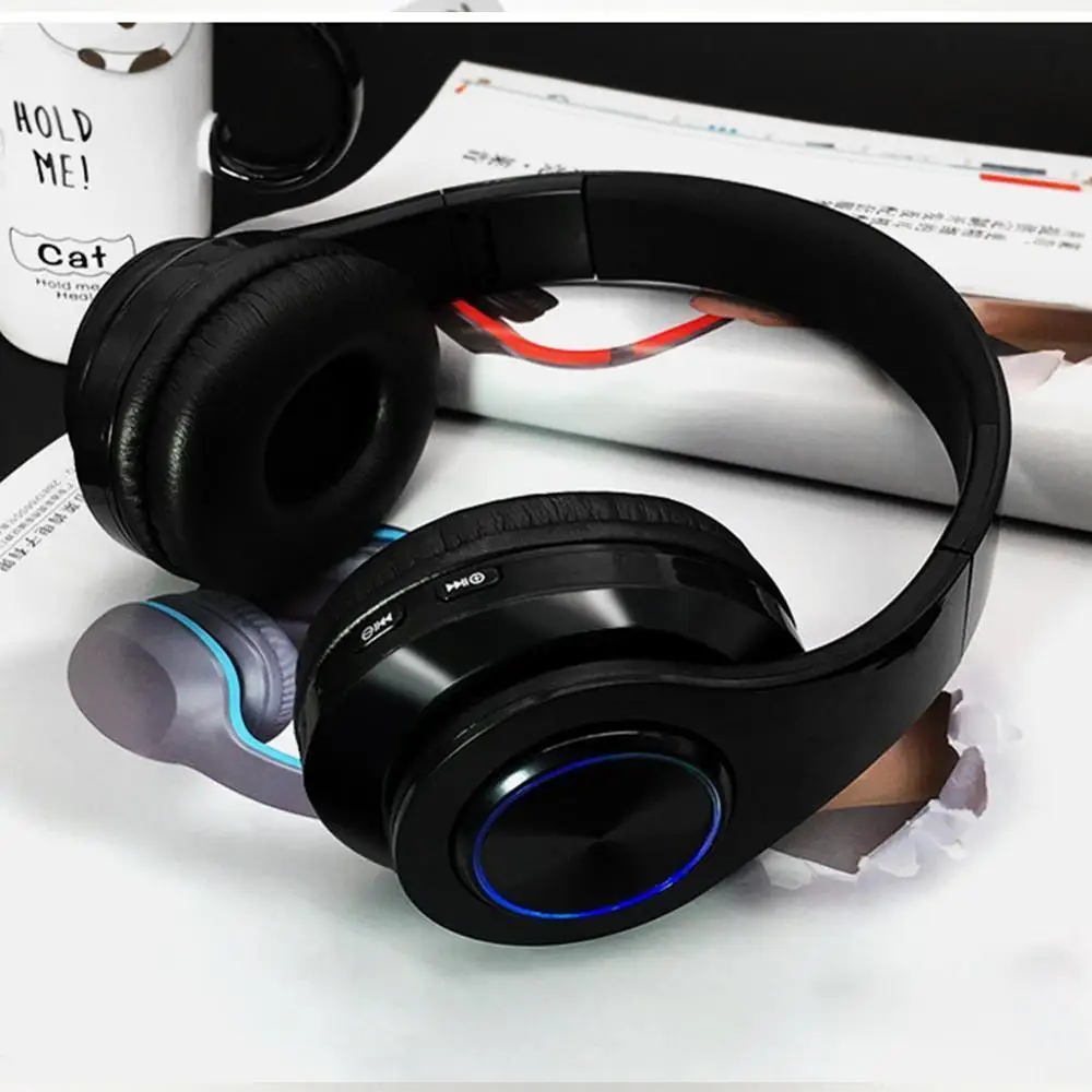 Беспроводные Складные Bluetooth наушники со светодиодной подсветкой и