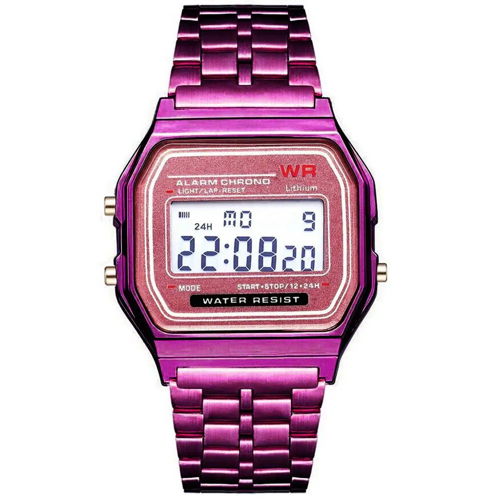 Hot pink Модные женские, женские, мужские кварцевые часы, водонепроницаемые, светодиодный, цифровые, деловые часы, золотые, спортивные наручные часы, День благодарения, рождественский подарок - Цвет: Hot pink