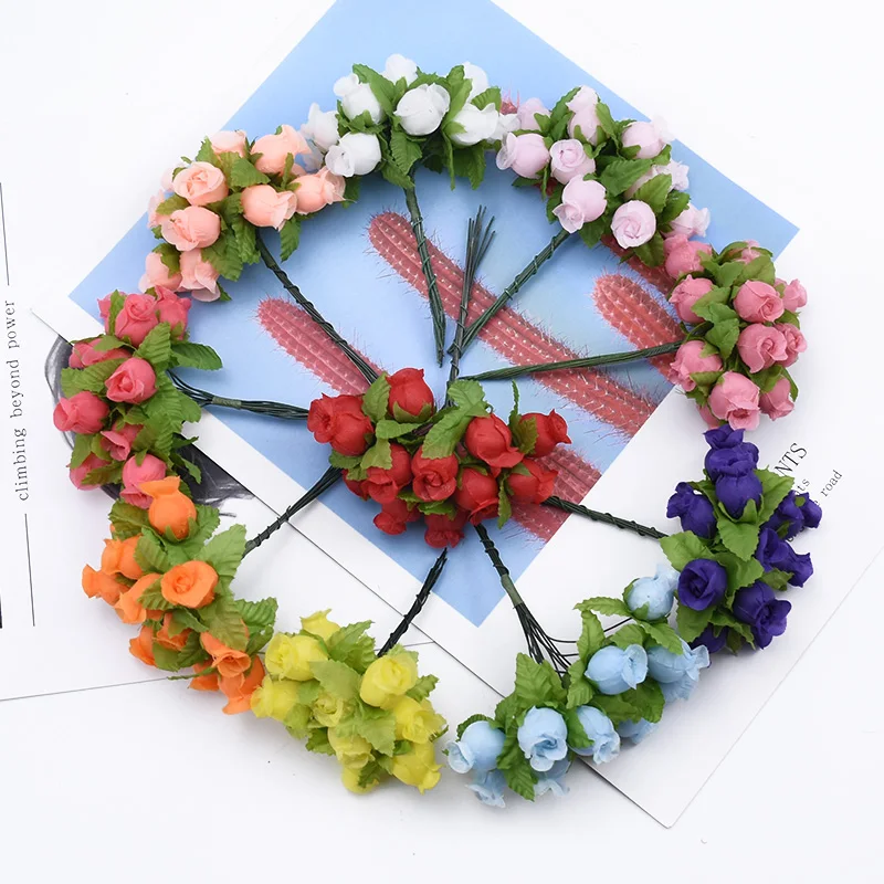 

12 pcs Silk roses bouquet vases for household products wedding home decor decorative flowers wreaths diy gift artificial flowers