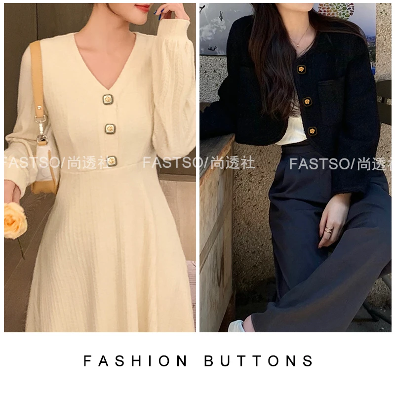 6 шт. металлическая Золотая Цветочная квадратная пуговица для одежды модное