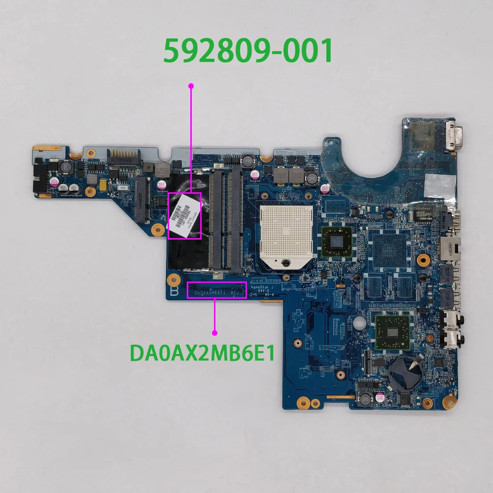 for HP CQ42 CQ62 G42 G62 Series 592809-001 DA0AX2MB6E1 Laptop Motherboard Mainboard Tested & Working Perfect