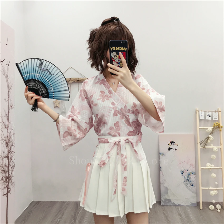 Sakura/Кимоно для девочек Платье в японском стиле винтажном с цветочным рисунком