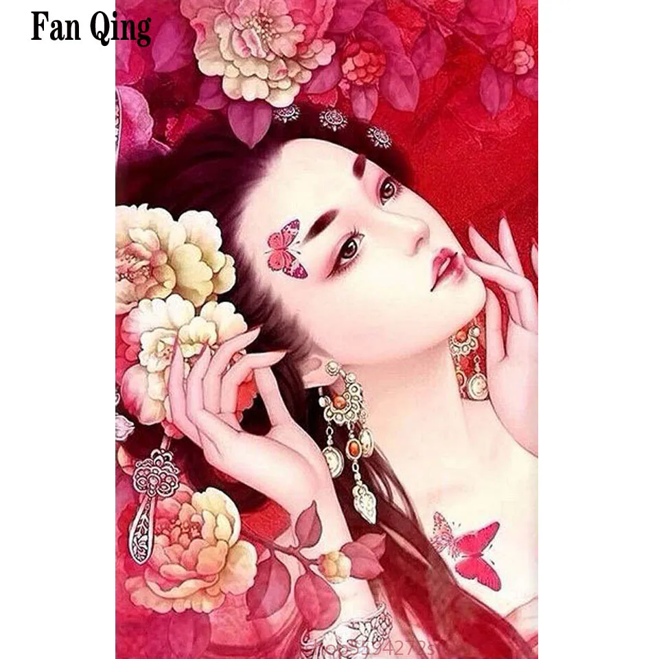 Японские Женские туфли 5D DIY алмазная живопись цветок камни в форме ромба круглые