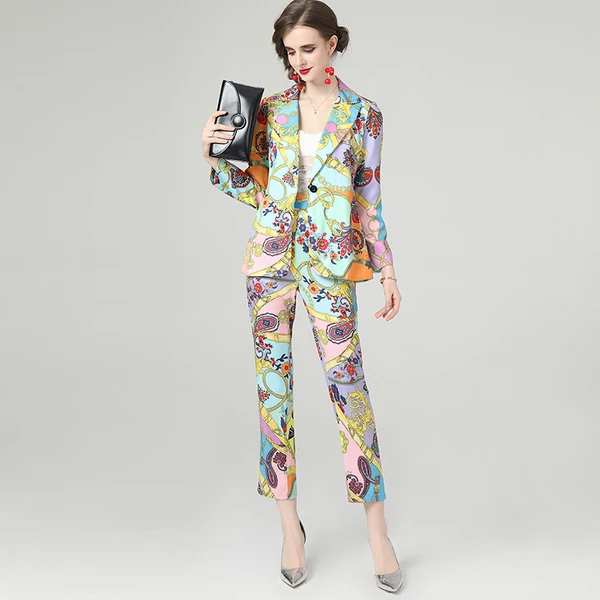 Женский Дизайнерский Костюм из 2 предметов повседневный блейзер с длинным