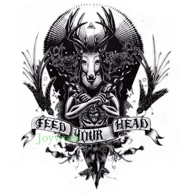 Водостойкие временные тату наклейки олень лист цветок звезда тотем флэш