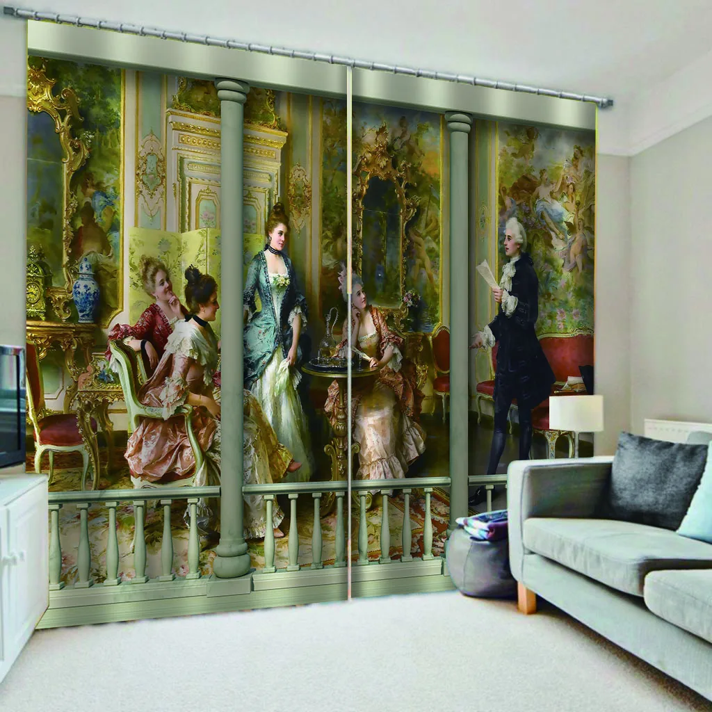 Высококачественные занавески на заказ 3d из ткани европейские с фотографией 3D для