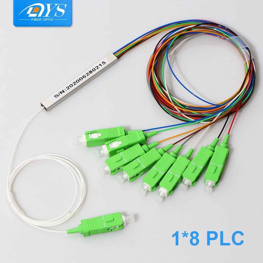 

5 шт., 1x8 FTTH волоконно-оптический ПЛК-Сплиттер SC, стальной штекер типа 0,9 мм G657A1 волоконно-оптический сплиттер с разъемами SC/APC