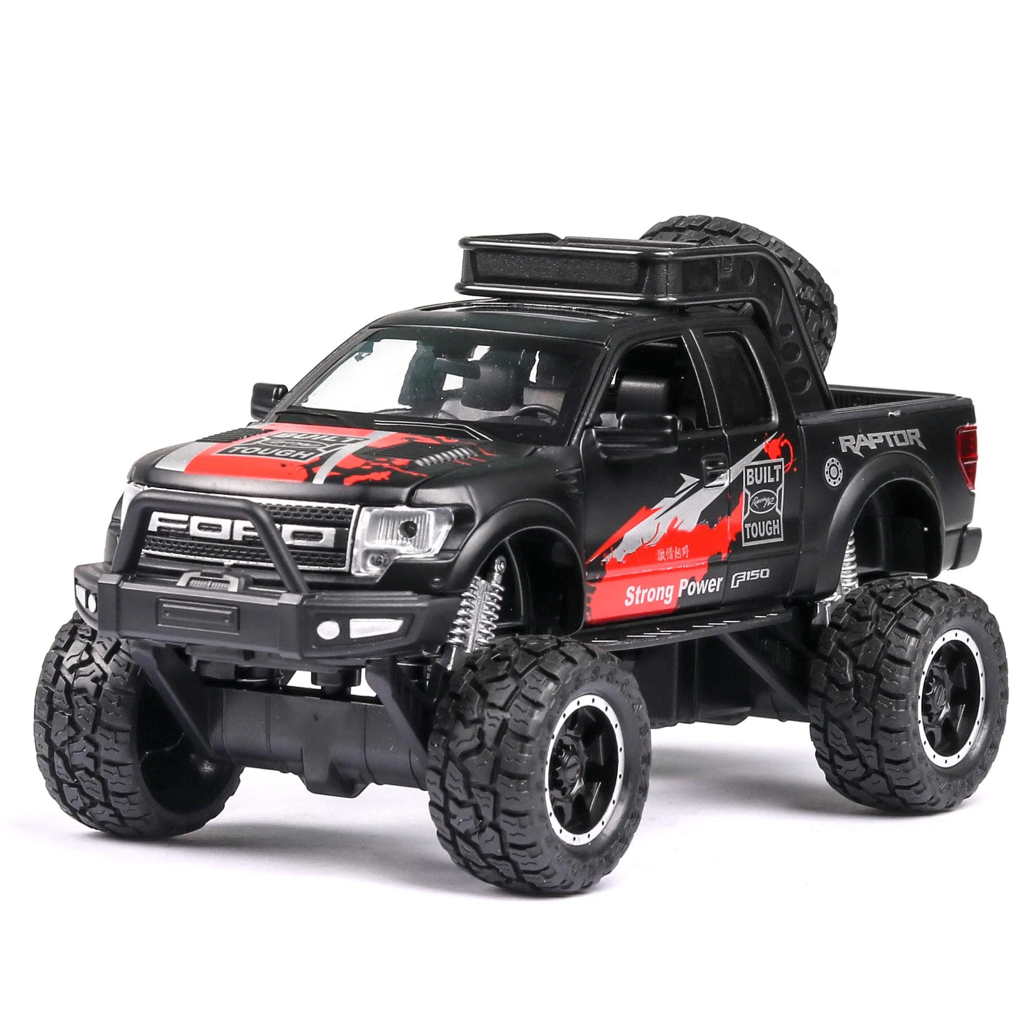 1:28 литье под давлением FORD RAPTOR f150 SUV металлическая модель автомобиля игрушечные колеса сплав автомобиль звук и светильник оттягивающийся автомобиль мальчик малыш игрушки vw модель