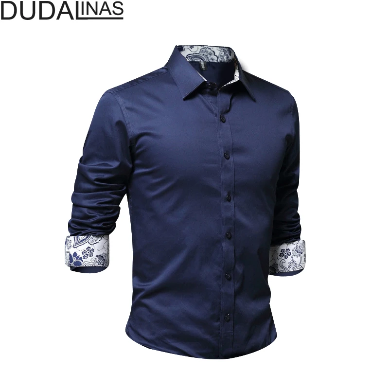 

Dudalinas Male Shirt Brand-Clothing Mens Shirts Casual Slim Fit Solid Long Sleeve Shirts For Men Casual Shirt