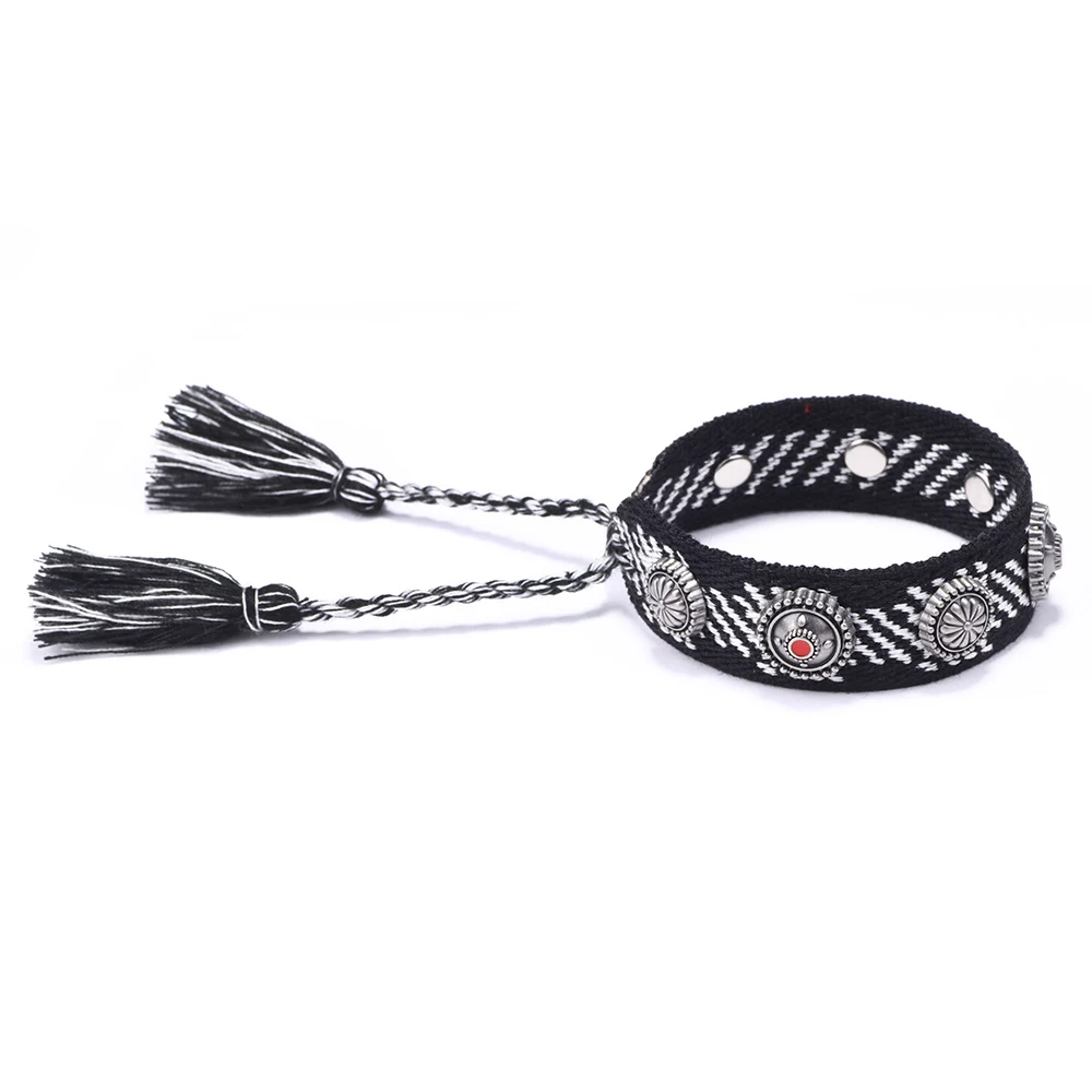 New Bohemian Vintage Ethnic Style Woven Bracelet Colorful Flow Su Totem Hand-wringing Nepali Adjustable Hand Rope Jewelry Women | Украшения