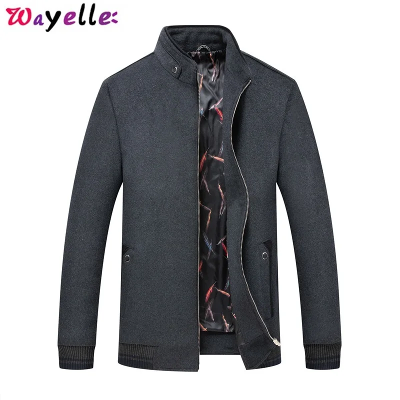 Мужская шерстяная флисовая куртка повседневное тонкое пальто с воротником