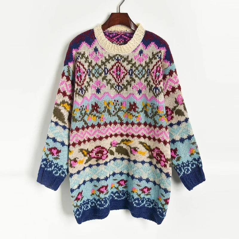 Женский свитер большого размера Осень-зима 2019 толстый Свободный Длинный с