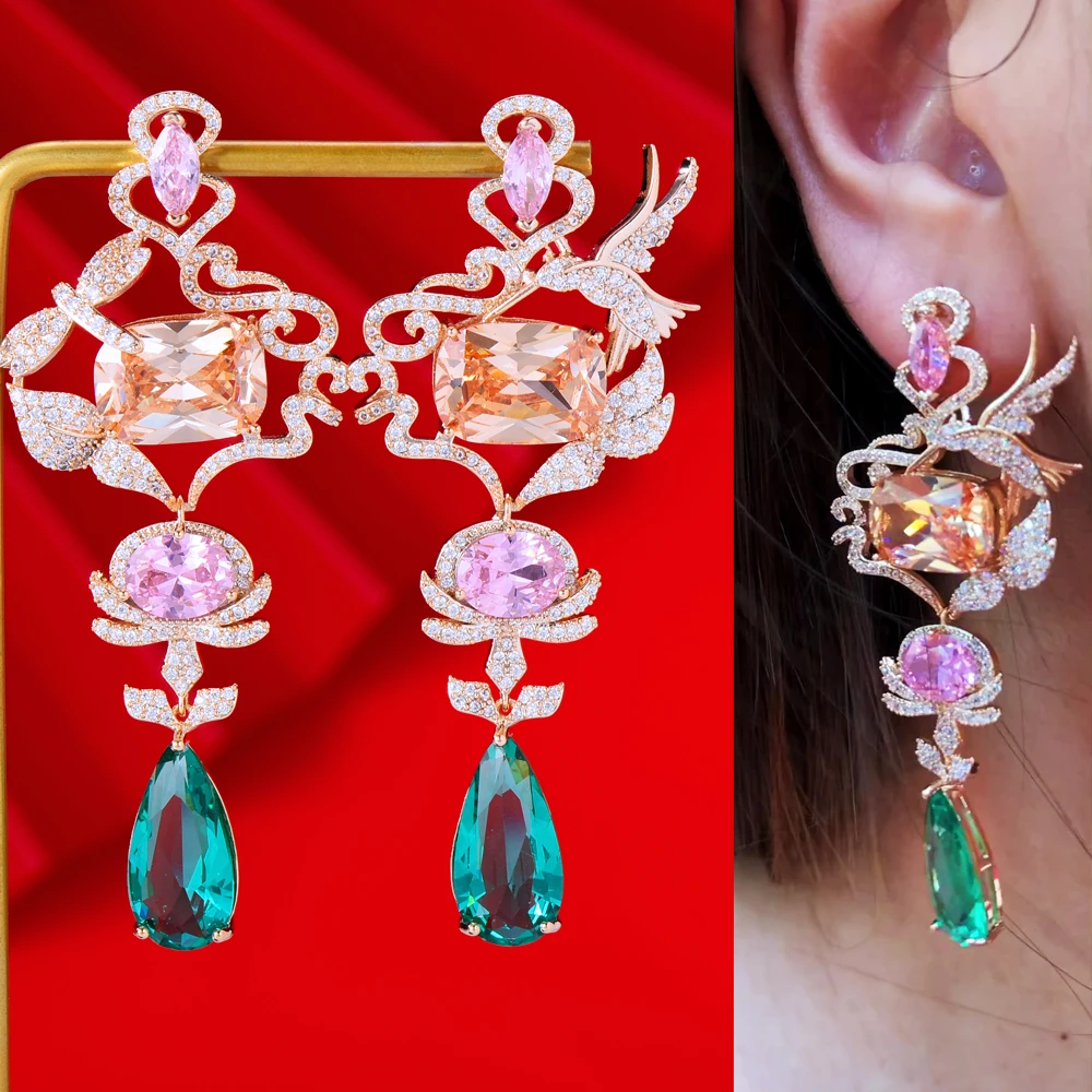 

missvikki Famous Design multi-element Angel Drop Earrings For Women Wedding Cubic Zirconia Dubai Bridal Earrings Costume Jewelry