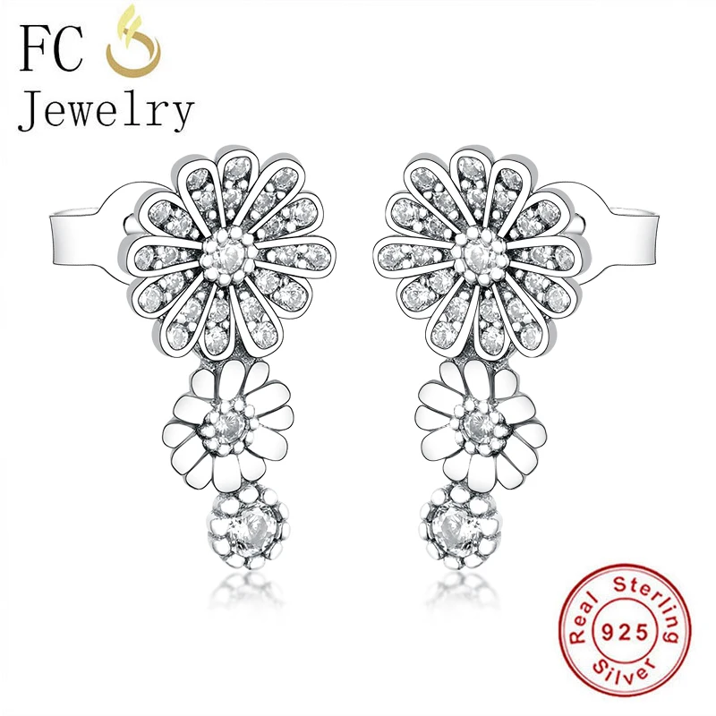 Женские серьги-гвоздики из серебра 925 пробы с фианитами | Украшения и аксессуары