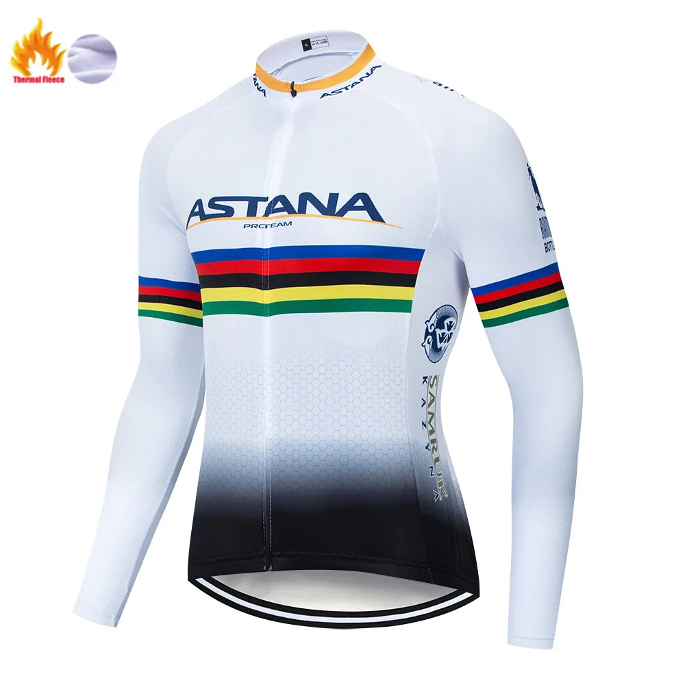 Астана Maillot Ropa Ciclismo Invierno зимняя велосипедная Джерси термальная флисовая одежда с длинным рукавом велосипедная одежда - Цвет: Winter jersey