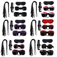 5pcs adult sex toys handcuffs whip blindfold bondage kit mouth gag angle cuffs couples flirting games erotic accessories