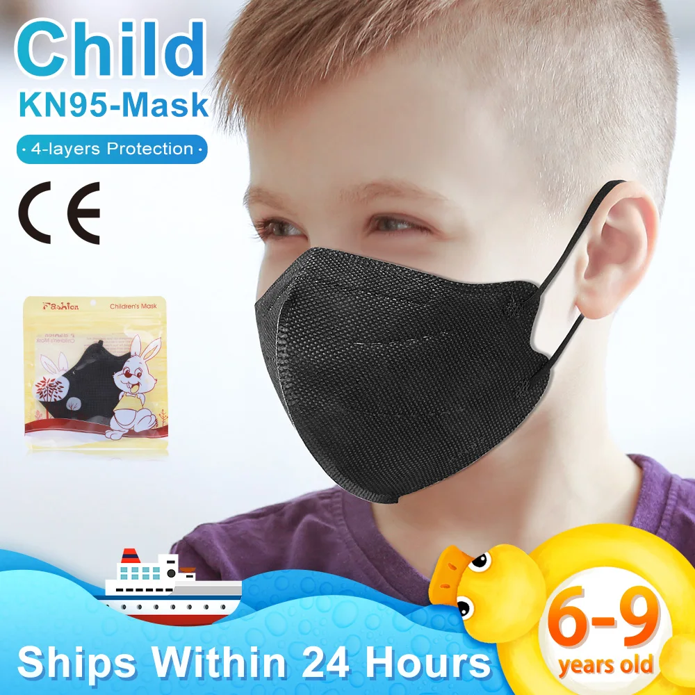 

6-9 old KN95 Kids Children Mask FFP2 Respirator Mask Face Mask Child FPP2 Masque Dust Facial Masks Mouth mascarillas niños negra