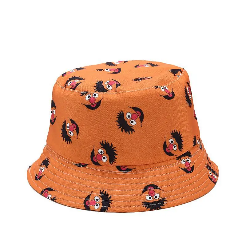 

2021 Summer Fisherman Hat Reversible Cartoon Bucket Hats For Women Men Street Hip Hop Bucket Cap Vintage Printed Fishing Hat