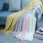 Вязаное одеяло с нитью для сна на кровать, диван, плед, для путешествий, колено, ворс, одеяло, мягкое полотенце, гобелен, домашний декор