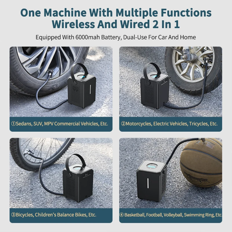 Портативный беспроводной надувной насос 12 В постоянного тока Автомобильный