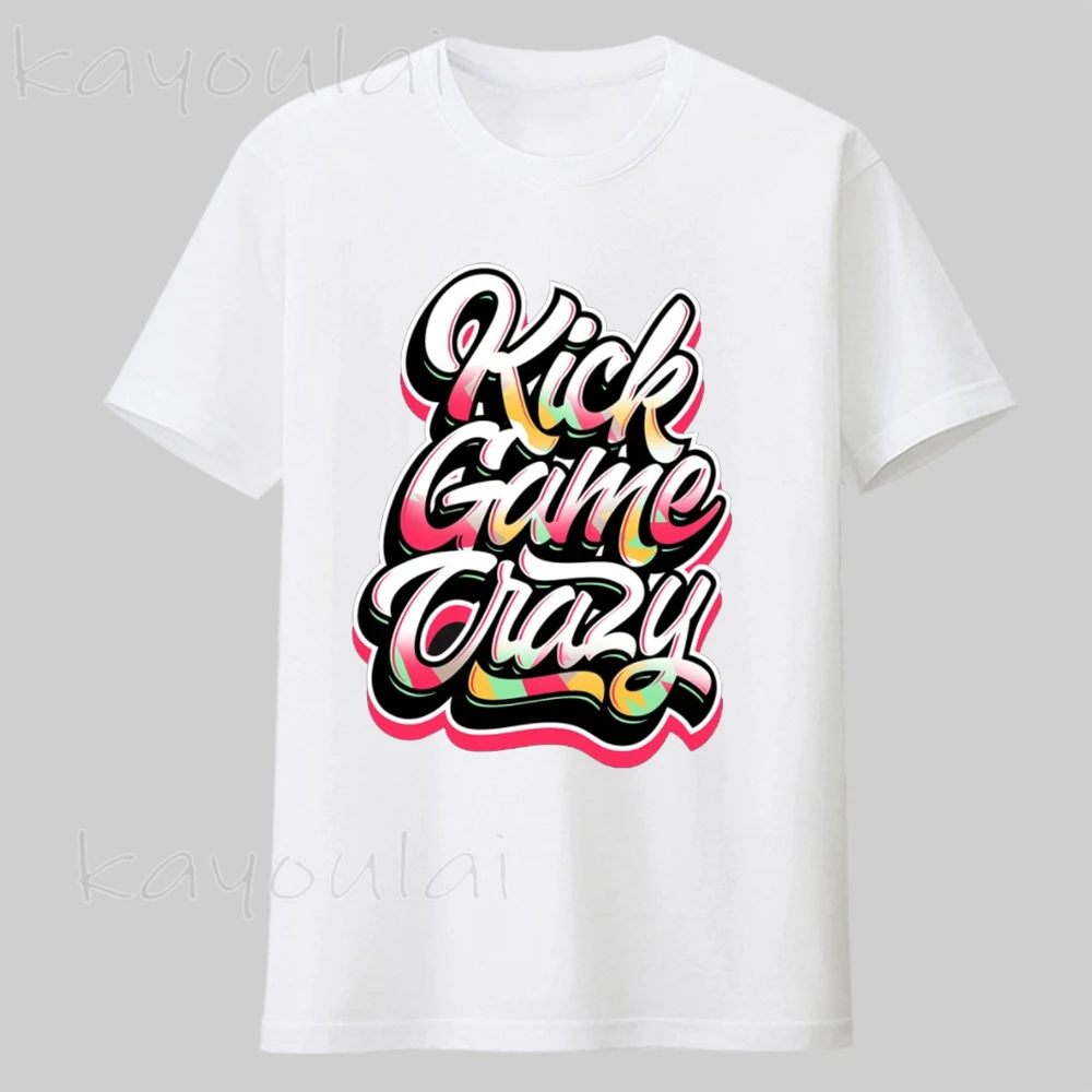 

High Quality Vintage T-Shirt Black Men Cotton Kick Game Crazy Graphic Men Fashion Tshirt Printed Oversized T Shirt