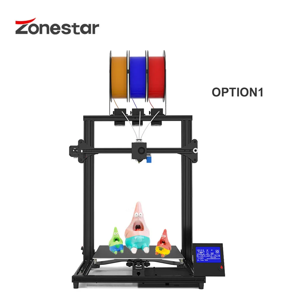 ZONESTAR Color FDM Large Size 3 Extruders 3-IN-1-OUT Mixing Color High Precision Resolution Easy Install 3D Printer DIY Kit Z8T