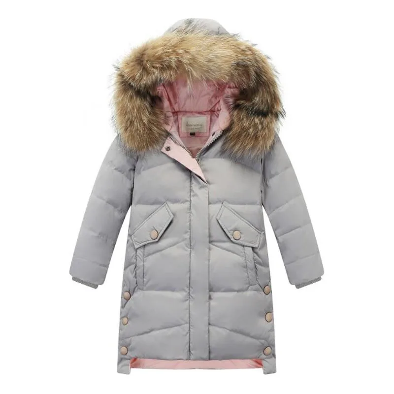 

-35 degree winter Children's Down parkas fashion boys girls down coats fur collar kids girls windpfoof long down coats 5-16 Year