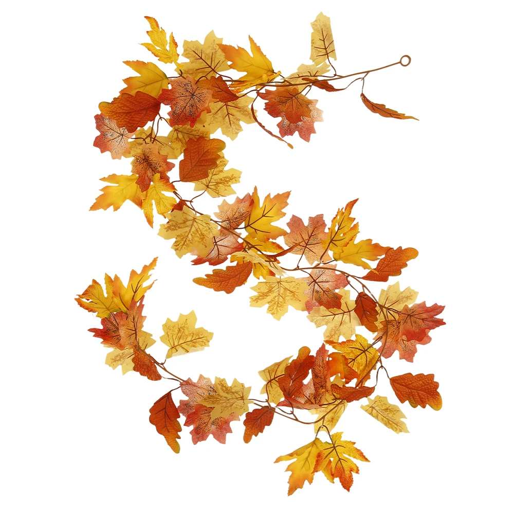 

Artificial Autumn Fall Maple Leaves Hanging Garland Plant for Home Garden Wall Backdrop Fireplace Thanksgiving Decoration