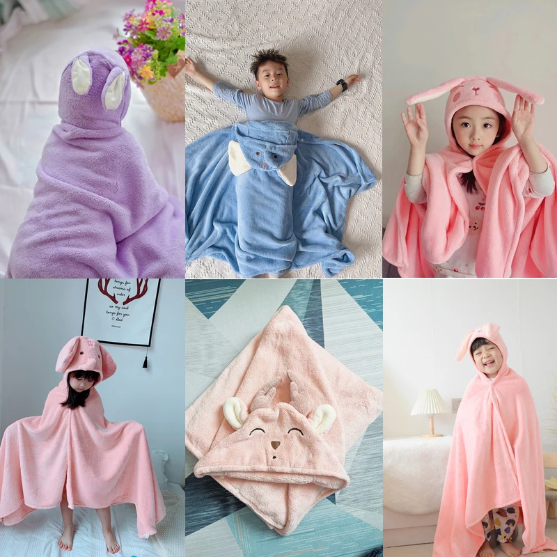 

Baby Robe Cartoon Hoodies Rabbit Cloak Girl Boys Sleepwear Bath Towels Kids Soft Bathrobe Pajamas Children's Clothing Costumes