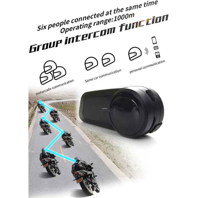 

1000m Motorcycle Bluetooth Helmet Headset Intercom Full Duplex Wireless Motor Headset