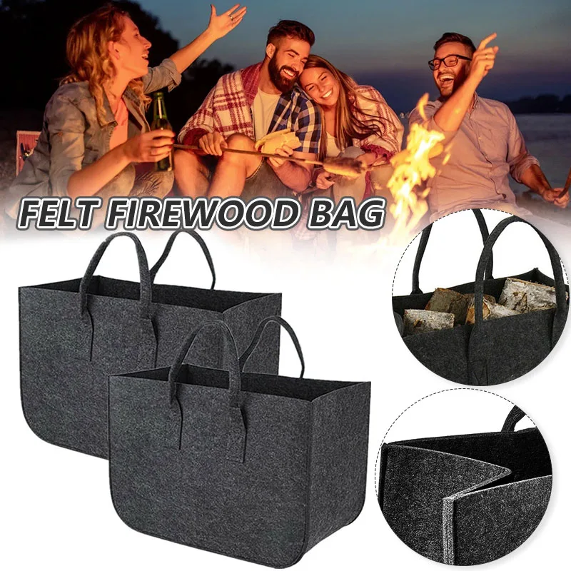 

Portable Firewood Felt Bag Multipurpose Tote Bag Large Capacity Storage Bag for Outdoor Camping Picnic d88
