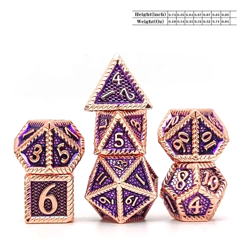 

7Pcs Various Shapes Different Number of Faces Educational Toys Digital Number Metal Dice with Box For Party Family Games