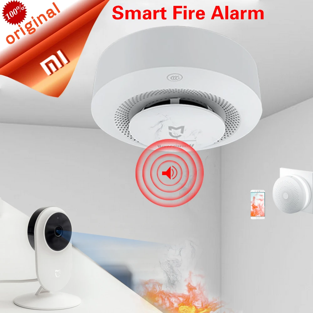 Оригинальная Xiaomi Mi jia умная пожарная сигнализация, пульт дистанционного управления с Xiaomi Mi, ворота, способ 2, умный дом, охранный набор, визуальная сигнализация, заметка