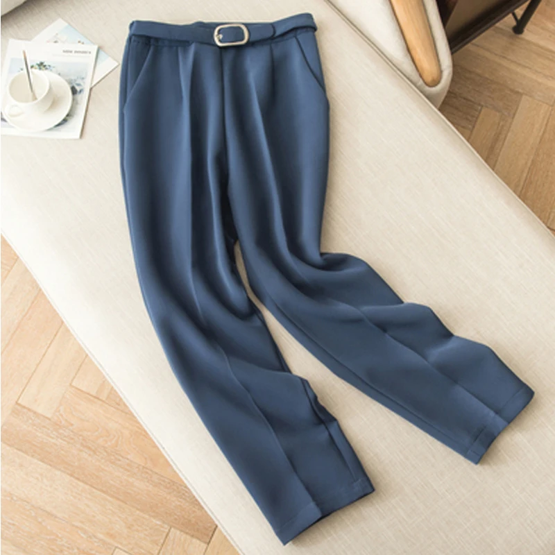 Стильные белые женские брюки повседневные брюки-карандаш с поясом элегантные