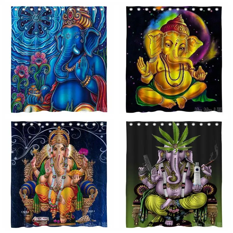 

The Auspicious Lord Indian Religious Elephant Trunk King Shiva Sitting On The Throne By Ho Me Lili Shower Curtain With Hooks