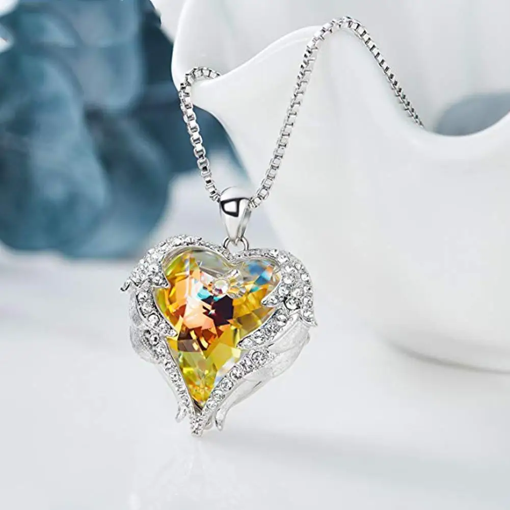 Ожерелье в форме сердца океана Хрустальная цепочка для ключицы кулон пары