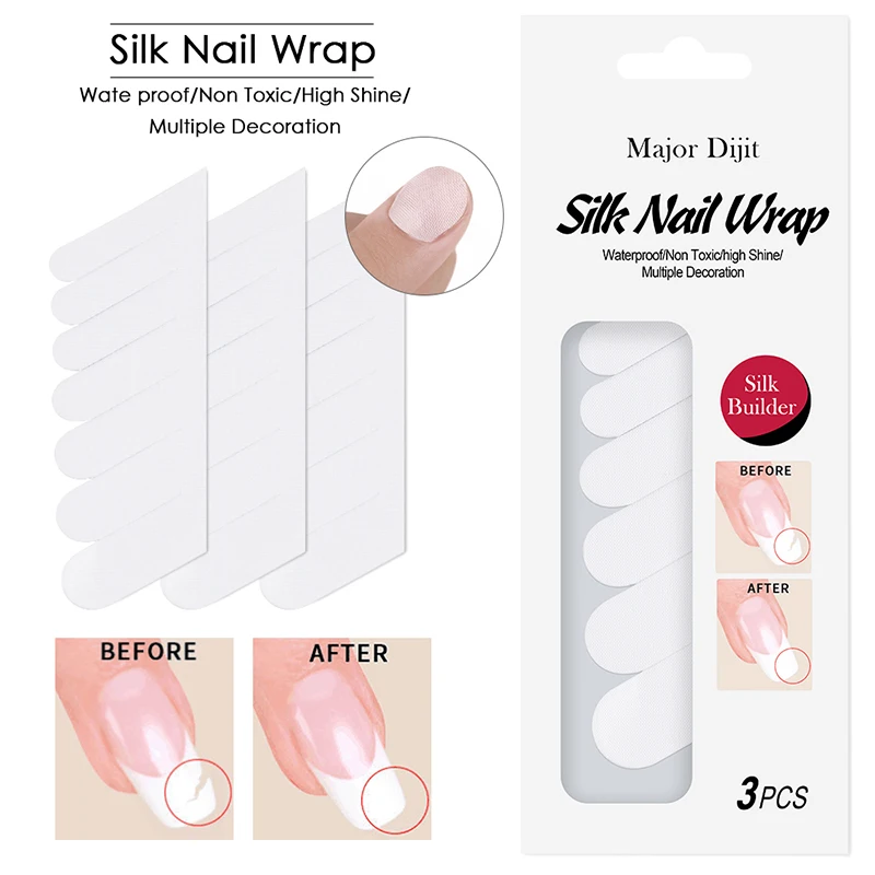 3pc/pack Non-woven Silk Nail Wrap Reinforce FiberGlass Art Nail Protector For White UV Gel Acrylic Manicure Nail Art Tool