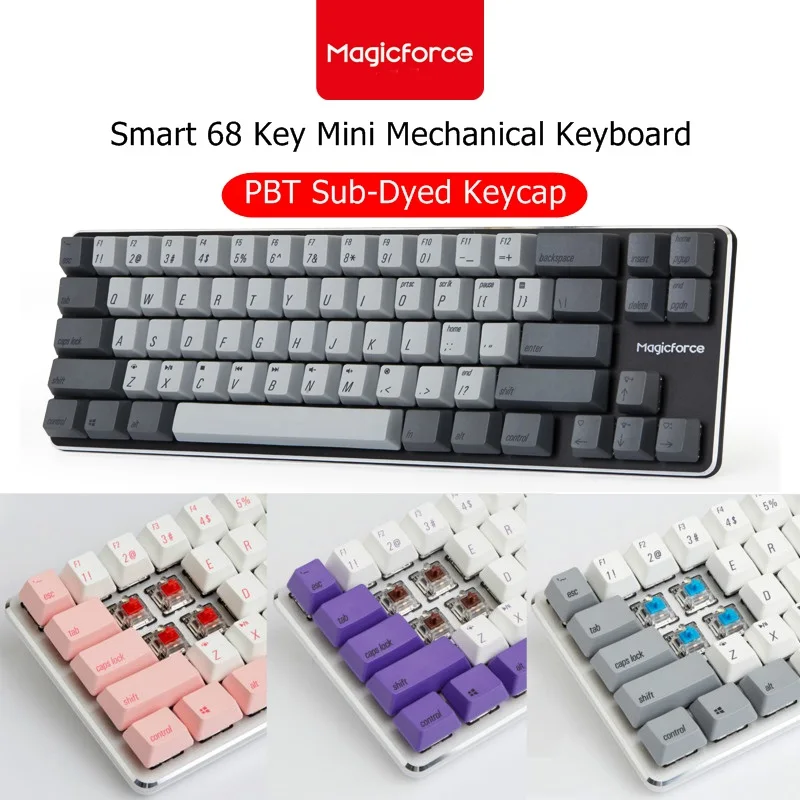 Все новые Qisan Magicforce 68 PBT сублимационная Версия USB Проводная Механическая клавиатура с подсветкой Gateron Cherry Axis