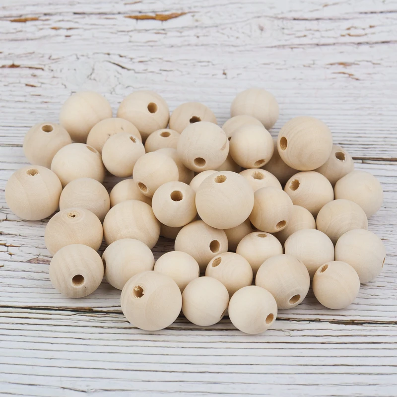 DoreenBeads 50/100/200 шт. натуральные шарики деревянные бусины круглые разделители для