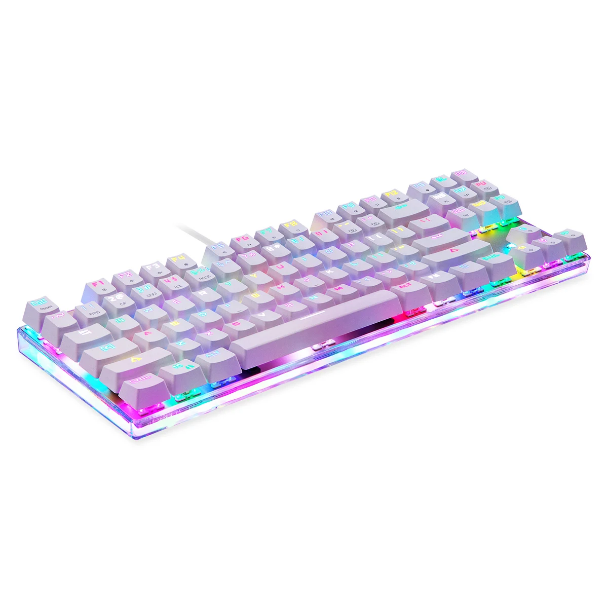K87S Высококачественная Белая Механическая игровая клавиатура Проводная 87 клавиш RGB подсветка американская клавиатура
