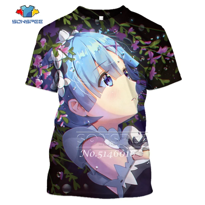 19 SONSPEE, 3D принт, аниме, Harajuku Re: zero, Твин Рам Рем, косплей, футболка, мужская, повседневная, летняя, унисекс, короткий рукав, футболки, топы, t445 - Цвет: 19