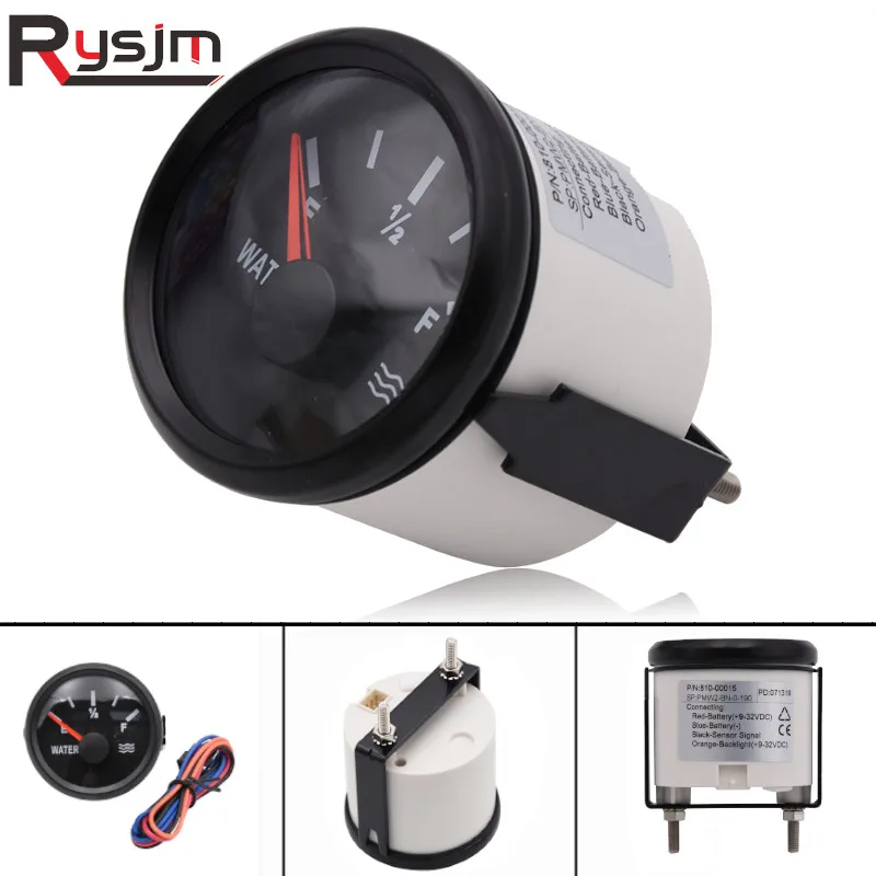 

52mm Waterproof Marine Water Level Gauge 0-190ohm Stainless Steel Boat Water Tank Level Indicator Gauge Dinghy Accessories 9-32V
