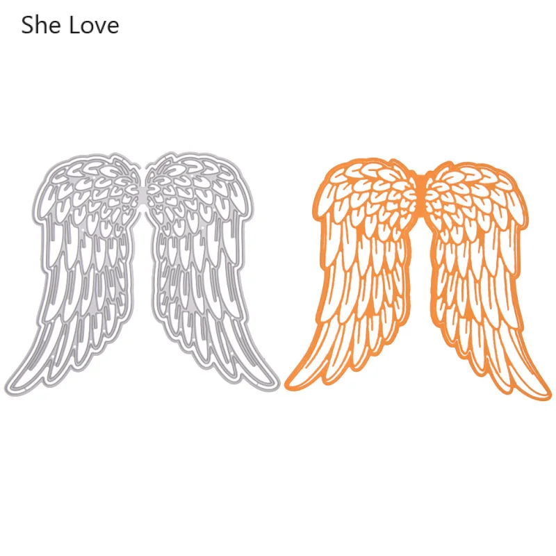 She Love Angel Wing металлические режущие штампы для Diy Скрапбукинг фото рамка фон ремесло вырезы карточка-трафарет делая бумажный трафарет