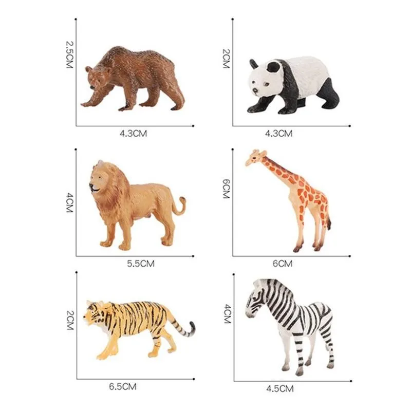 

6pcs/set Simulation Animals Model Ornament Mini Africa Toy Figurines Animals Collection Forest Cognitive Ocean Z8Q2