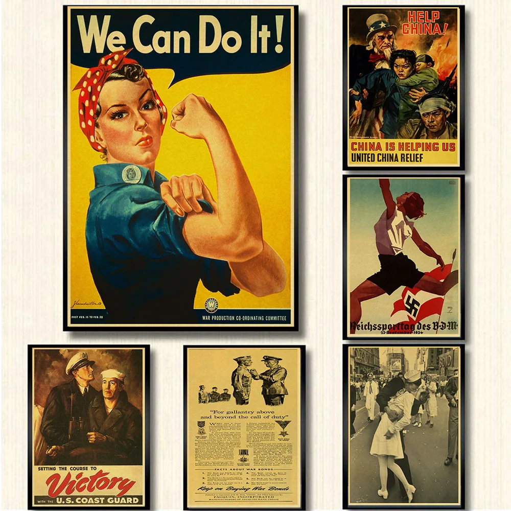 Постер классический из крафт бумаги в винтажном ретро стиле второй мировой войны