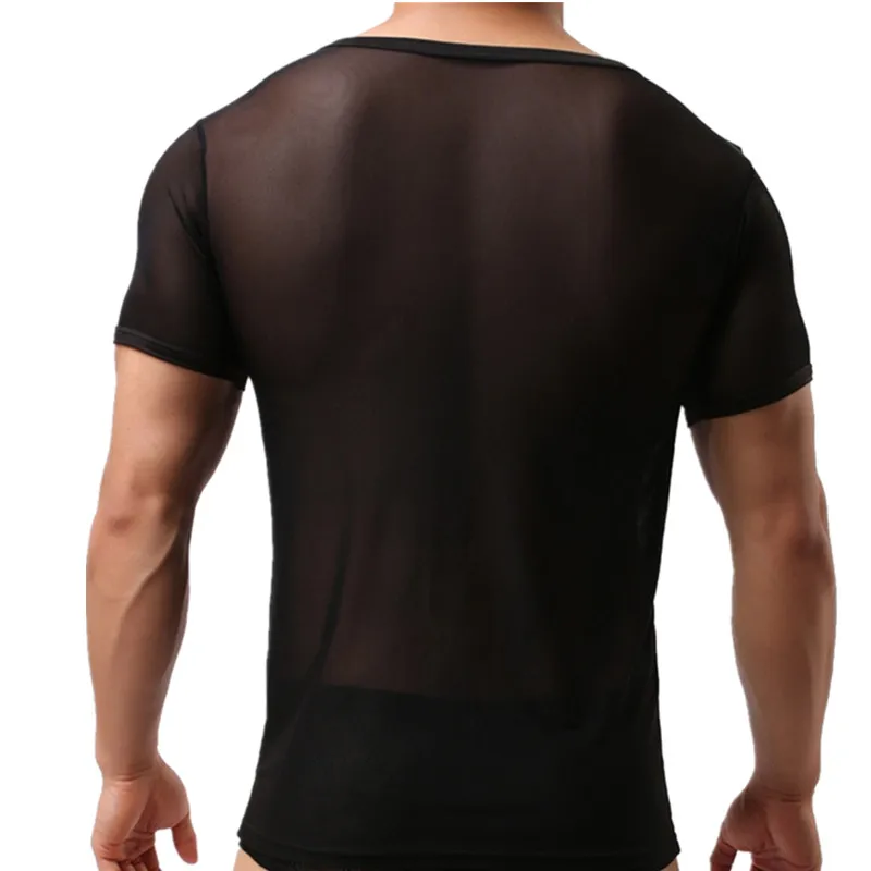 Мужские футболки с коротким рукавом майки Прозрачные топы тонкие для фитнеса